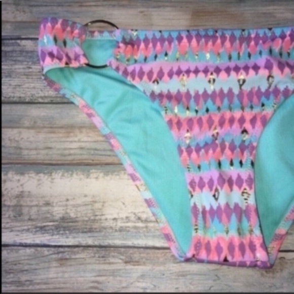 Shade & Shore Pink & Blue Boho Bikini  Bottoms Women’s Small - Picture 2 of 3